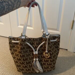 Michael Kors Cavas Tote Bag w Leather Trimming